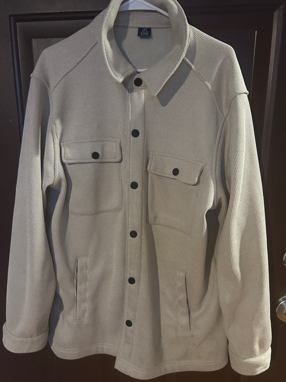 Men's Beige Button-Front Utility Jacket Heavyweight - Picture 2 of 2